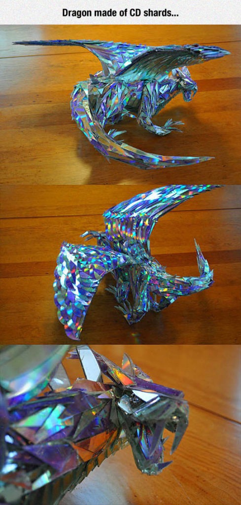 dragon made of cd shards