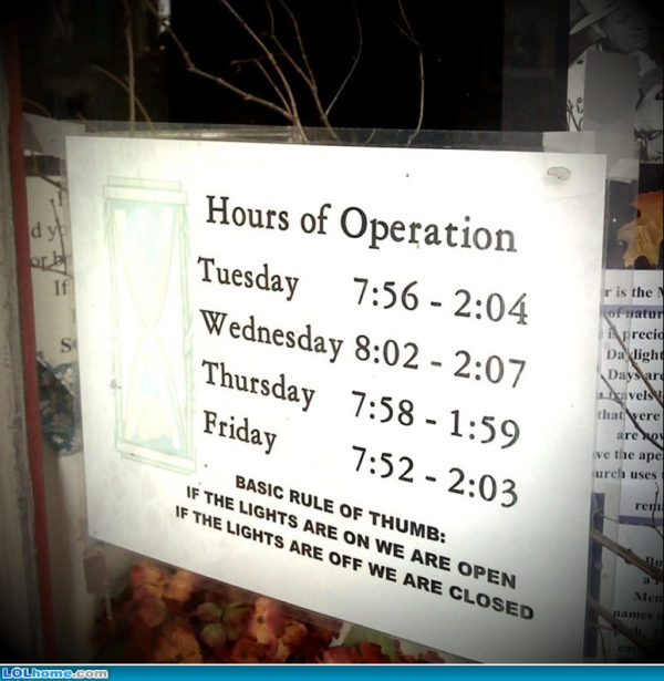 Funny Business hours Sign