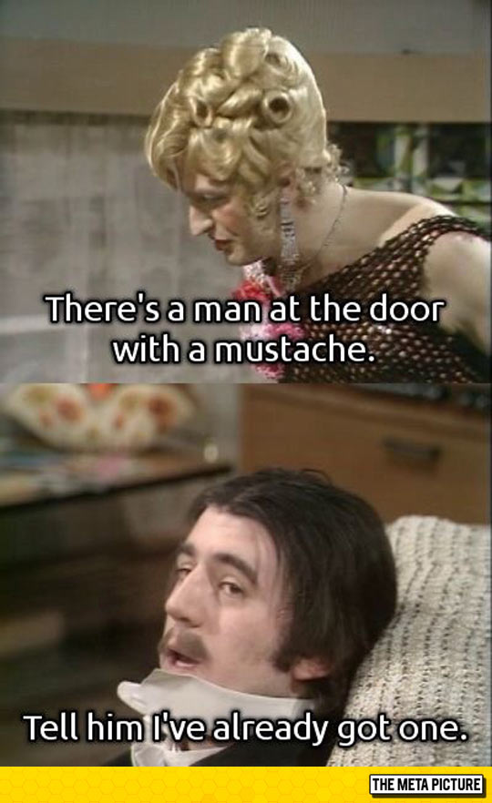 Man at the door with a moustache