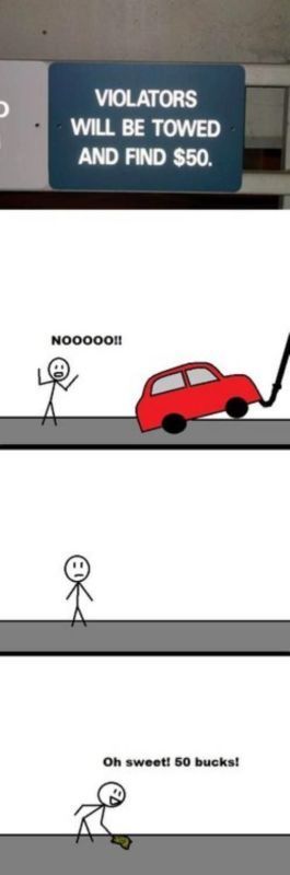 Violators will be towed and find $50