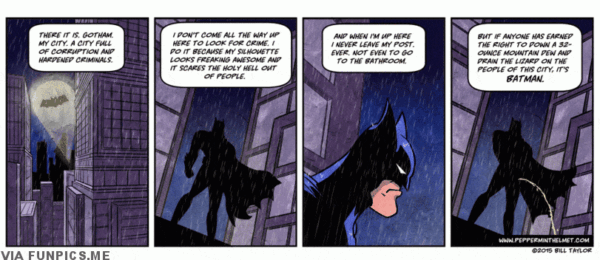 Batman takes a leak