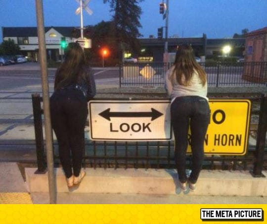 Look on both sides sign