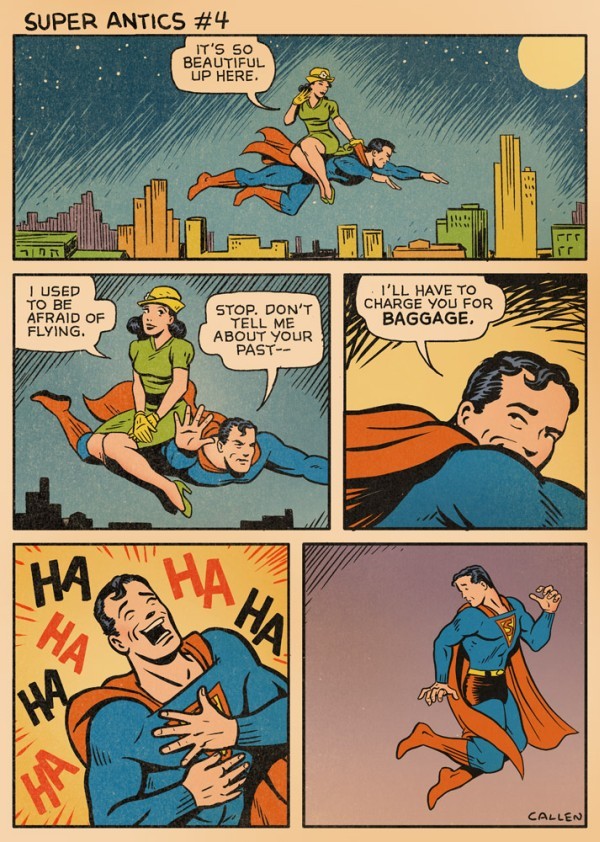 Superman taking girlfriend for a flight