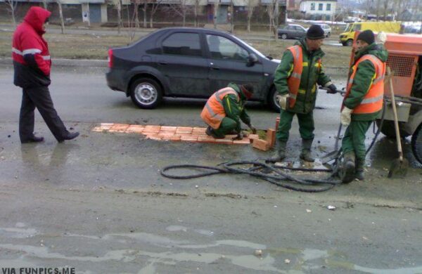 Bricks can be really useful to patch up roads