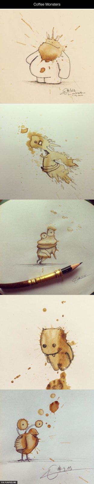 Coffee Stains Turned Into Cute Monsters