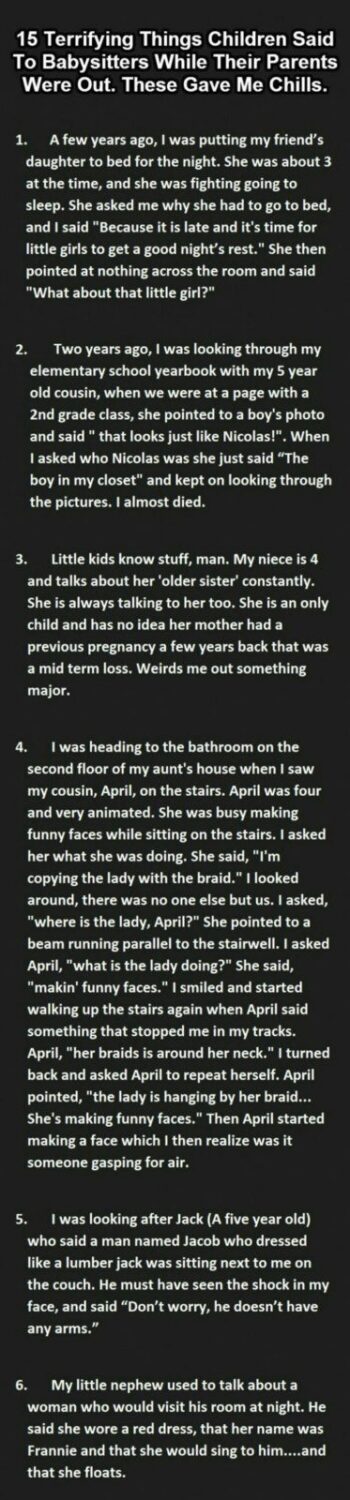 Creepy stories told by children to babysitters