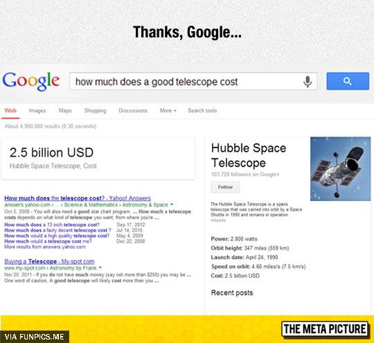 Google search the cost of a telescope