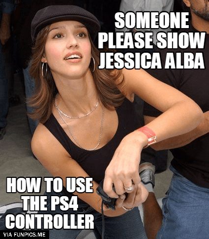 Jessica Alba playing PS4