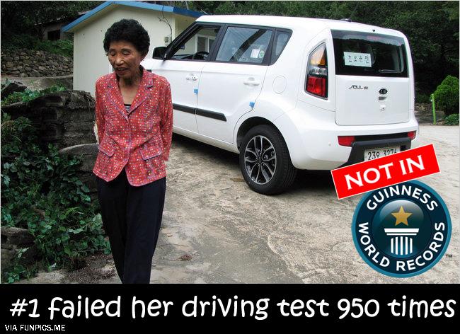 She failed her driving test 950 times