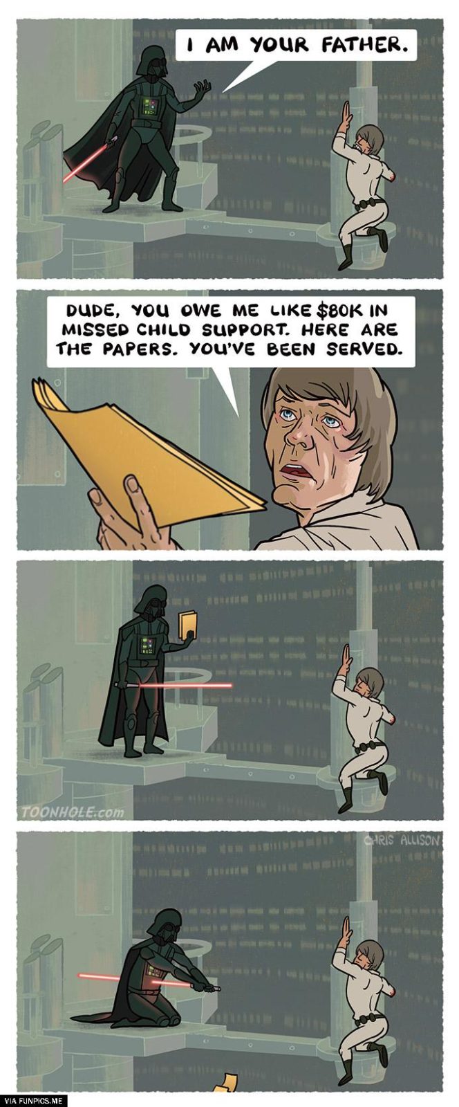 Darth Vader regrets being the father of Luke