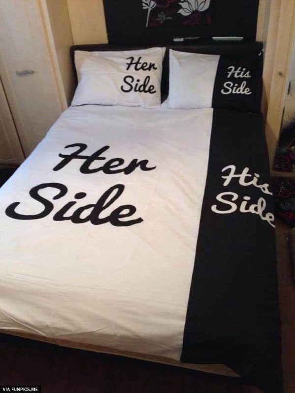 Outlining his and her side of the bed