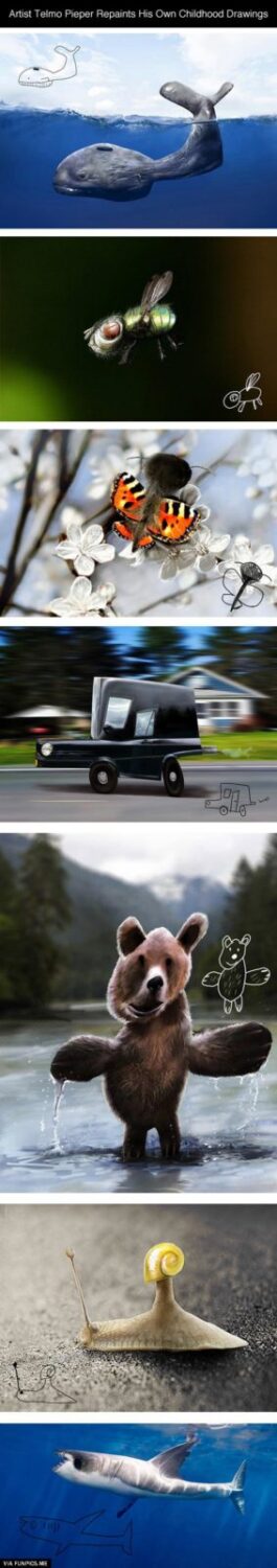 Artist Telmo Pieper repaints his own childhood drawings