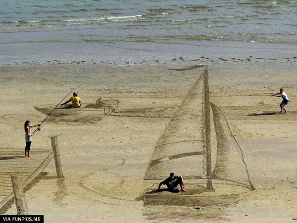 Beautiful sand art on the beach