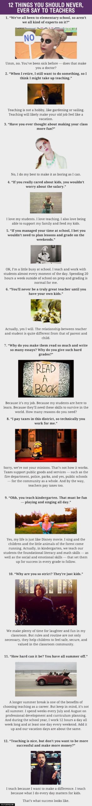 12 things you should never ever say to teachers