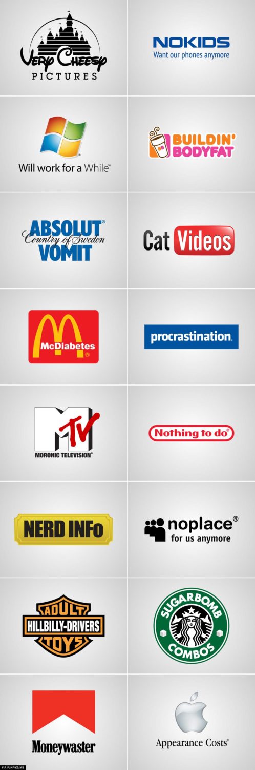 Logos modified in a funny version