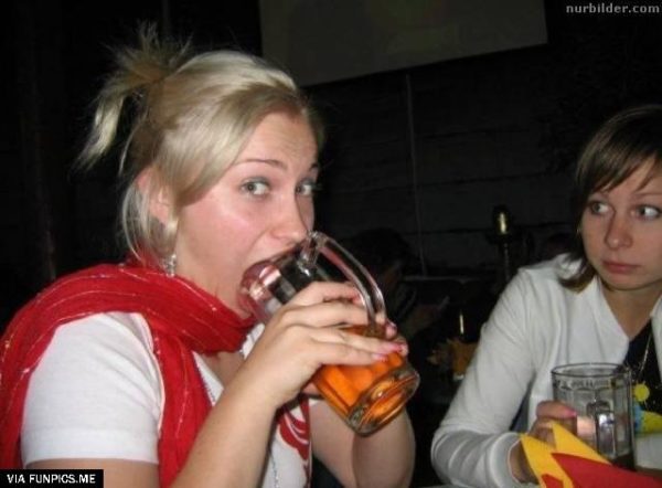 Thats not the right way to drink from a glass girl