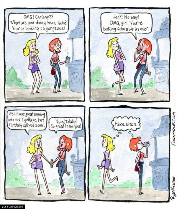 When you see two girls complicating each other, something is fishy