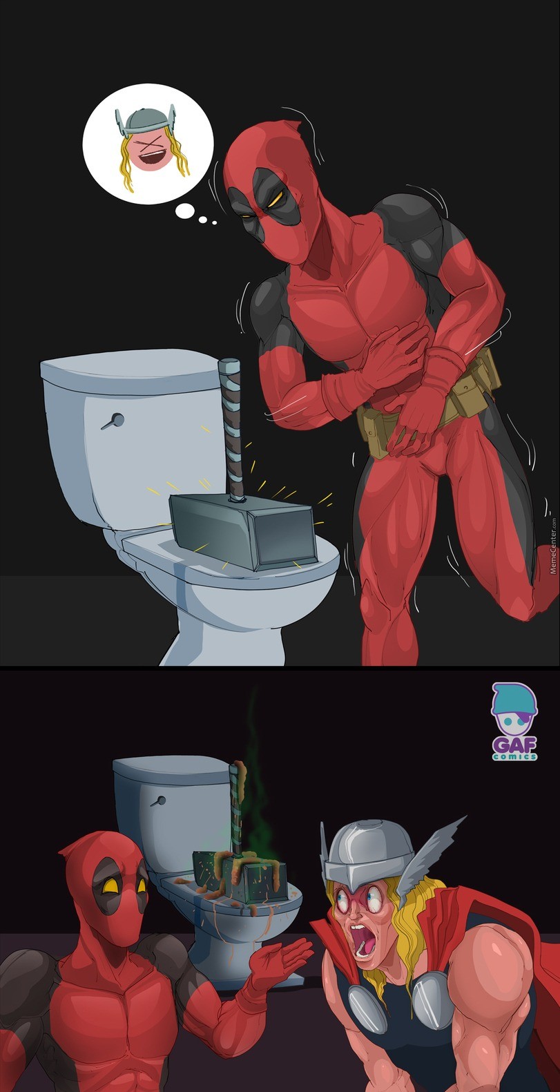 thor-and-deadpool-pranking-in-the-toilet
