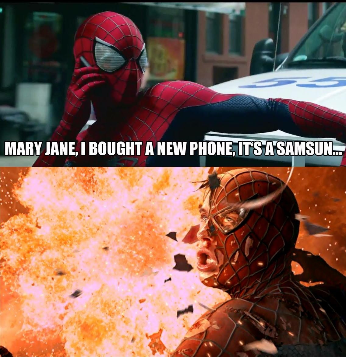 Spiderman bought the new Samsung Note 7