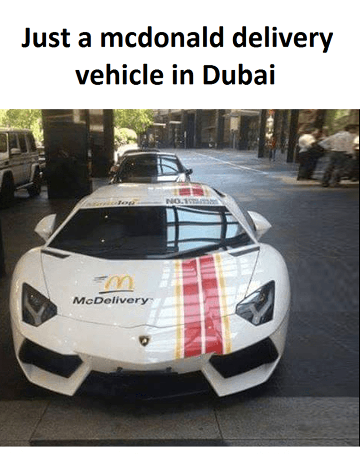 Mc Donald delivery car in Dubai
