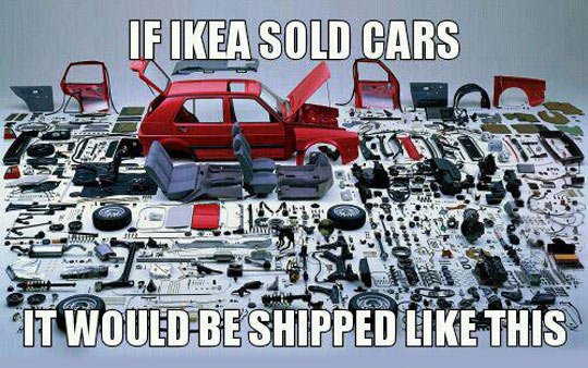 Ikea Automobiles waiting to be assembled