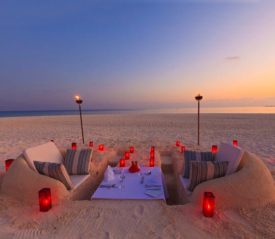 romantic dinner on the beach
