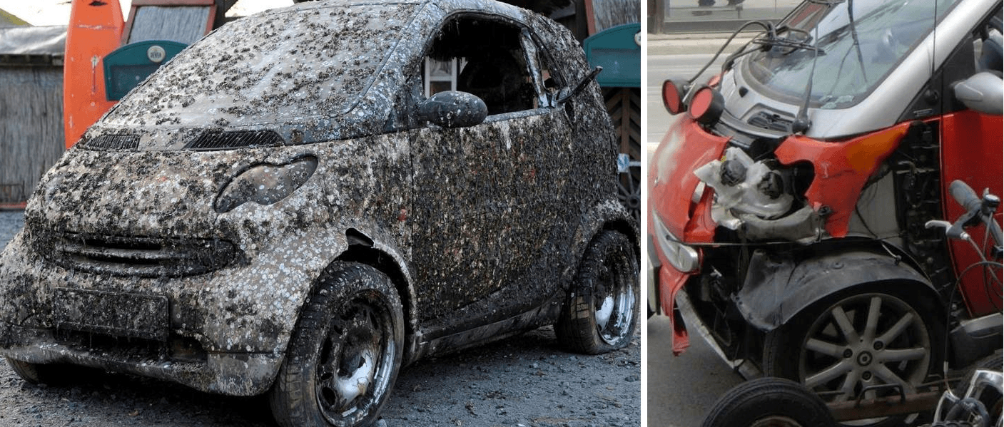 wrecked smart cars cover