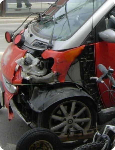 wrecked smart cars
