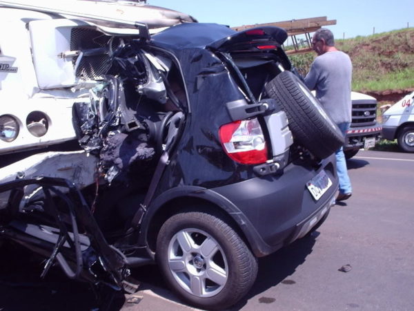 truck crash in smart car