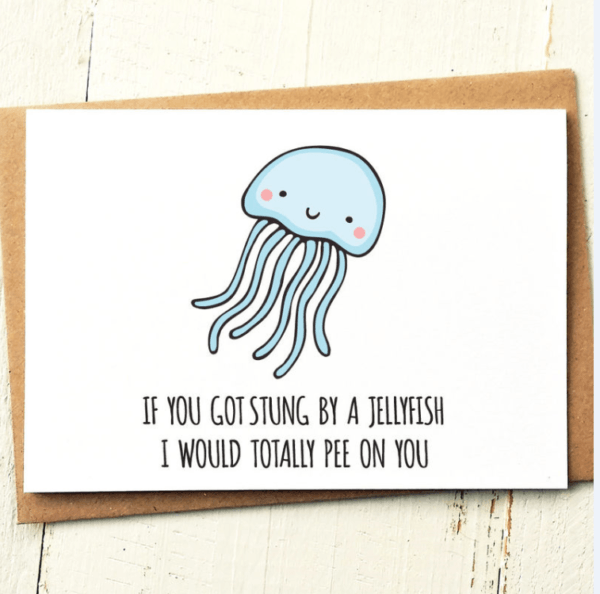 I would totally pee on you funny greeting card