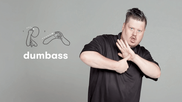 how to say dumbass in sign language