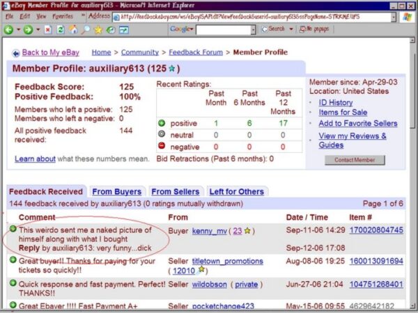funny ebay feedback