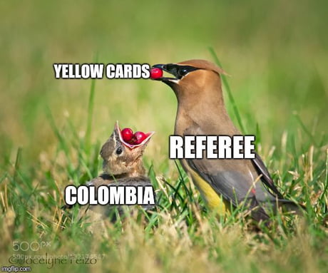Columbia receiving yellow cards